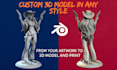 turn 2d photo to realistic 3d printable stl sculpt bust character statue figure