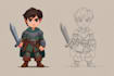 draw 2d card game character concept art illustration design
