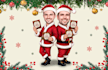 draw a christmas caricature and holiday cartoon for friends