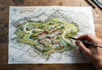draw landscape sketch, architectural site plan, map