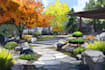 make landscape, backyard, roof garden, patio, with 2d rendering