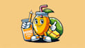 design an mango lemonade juice mascot logo with express delivery