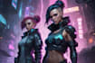 design cyberpunk and fantasy character splash art