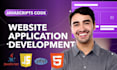 develop web applications using javascript, html, css, php and custom code