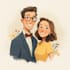 draw watercolor couple portrait illustration from your photo