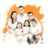 illustrate a romantic family couple portrait
