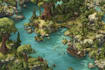 draw cartoon fantasy map illustration, doodle hand drawn