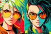draw cyberpunk pop art anime characters