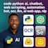 code python ai, chatbot, web scraping, automation bot, ocr, llm, ai web app, nlp