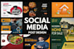 customize 20 unique social media post designs