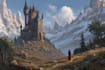 create a fantasy landscape, background illustration