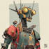 make cyberpunk sci fi robot, mecha character concept art