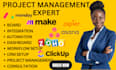 setup project management in asana, monday CRM pipedrive notion clickup asana
