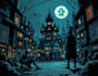 draw art in dark cartoon comic style