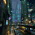 do cyberpunk futuristic city art