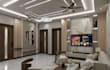 design  TV wall and living room wall with realistic renders