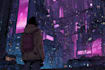 make a cyberpunk futuristic city art