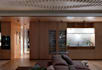 renovate luxury apartment interior, cozy open concept layout, warm wood accents