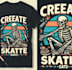 create retro t shirt skeleton skate logo