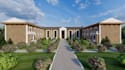remodel facade hotel, realistic event hall, luxury suites, render lodging room