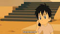 animate two cartoon characters talking with expressions and hand gestures