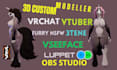 create unique 3d furry vrchat avatar nsfw vtuber model protogen dragon wolf