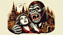 make vampire gorilla and girl logo with t shirt design