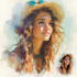 make a watercolor portrait in white background