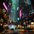 do a cyberpunk futuristic city art