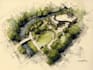 draw landscape sketch, architectural site plan, map