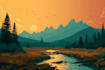draw national park landscape, background, canvas wall