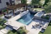 do modern landscape rendering, backyard, pool patio, garden