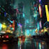 do cyberpunk futuristic city art