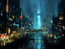 create a cyberpunk futuristic city illustration