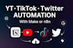 automate youtube, tiktok, and twitter content workflows using n8n or make