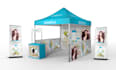 design canopy tent, table cover ,backdrop, standee and feather flag