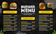 make unique food menu, restaurant flyer and rate list