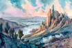draw a watercolor landscape illustration