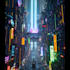 create a cyberpunk futuristic city illustration