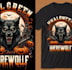 create t shirt halloween werewolf vector art logo