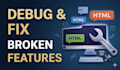 debug and fix HTML CSS javascript and website errors