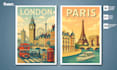 make a vintage travel poster design with professional quality