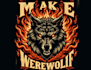 make t shirts fiery werewolf head logo and dark gothic theme