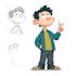 draw a vector 2d character, cartoon character