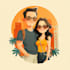 illustrate a vintage couple portrait