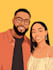 draw a cute cartoon couple portrait
