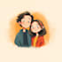 draw a cute cartoon couple portrait