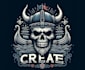 create vintage skull viking ship logo