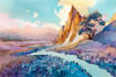 draw a watercolor landscape illustration