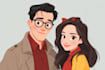 create cartoon disney couple portrait